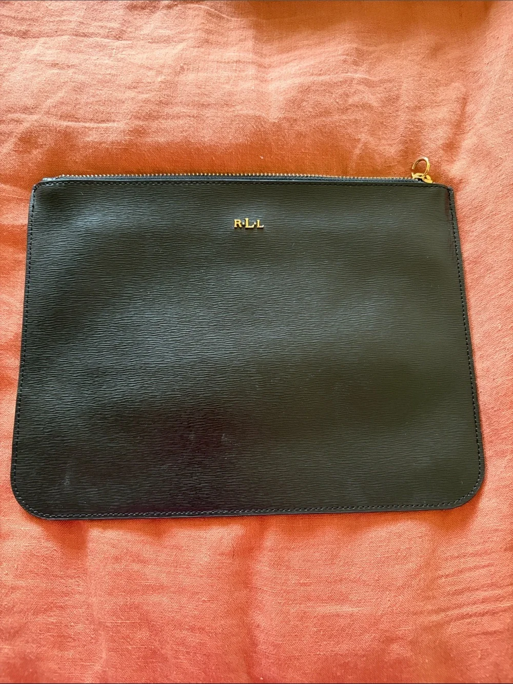 Ralph Lauren Black Leather Zip Pouch